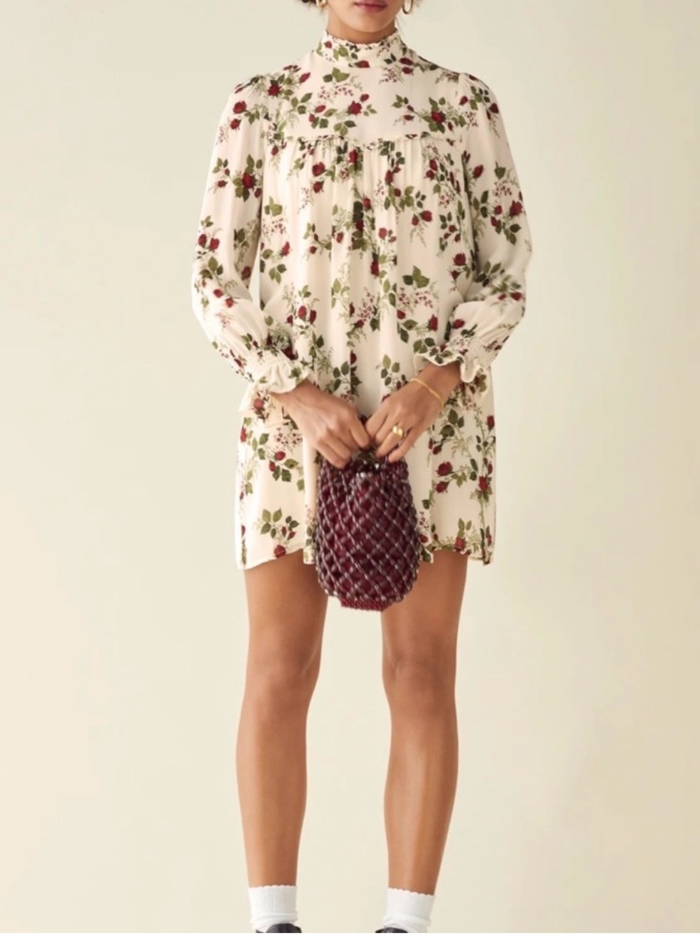 NWOT Reformation Jourdan Rose Printed Mini Dress Size Small